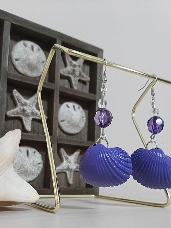 Jewelry - Purple Seashell Dangle Earrings